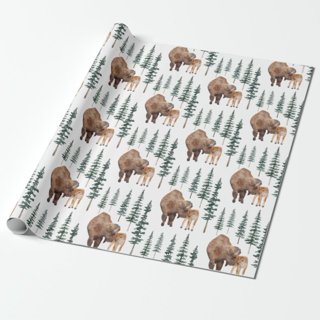 Papel De Regalo Mama Baby Bison (Desenrollado)