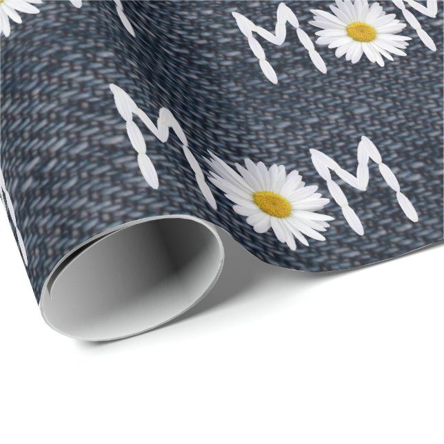 Papel De Regalo Mamá Daisy en mezclilla azul (Esquina del rollo)
