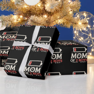 Papel De Regalo Mamá de 2 niños baja batería divertido día de la m
