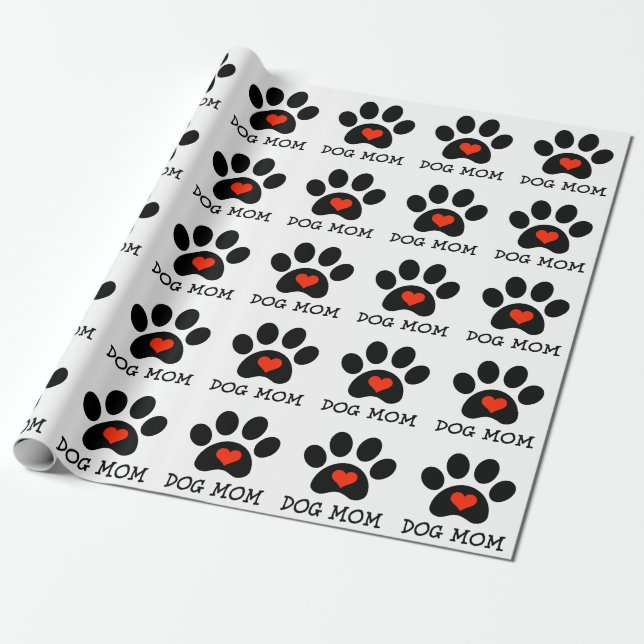 Papel De Regalo Mamá del perro de Pawprint (Desenrollado)