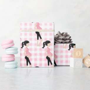 Papel De Regalo Mamá Embarazada En Pink Gingham