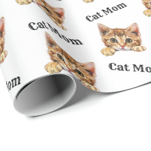 Papel De Regalo Mamá Gato Espiando Cheetoh Patrón Repetitivo