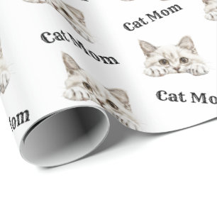 Papel De Regalo Mamá Gato Espiando Patrón de Colorpoint Shorthair