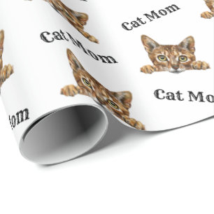 Papel De Regalo Mamá Gato Espiando Patrón Repetido Chausie