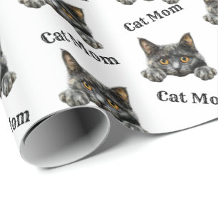 Papel De Regalo Mamá Gato Espiando Patrón Repetido Cymric