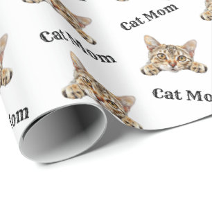 Papel De Regalo Mamá Gato Espiando Patrón Repetido Mau Egipcio