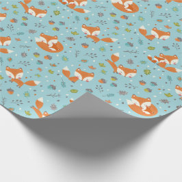 Papel De Regalo Mamá otoño adorable y zorrito bebé en azul