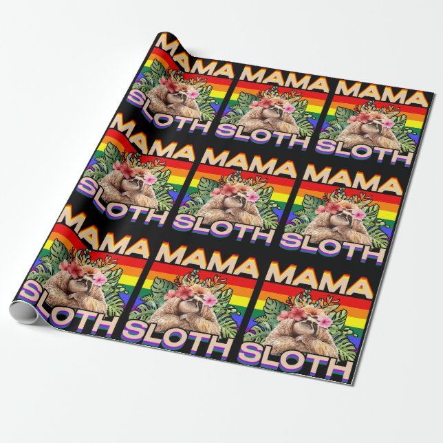Papel De Regalo Mama Sloth LGBTQ Bandera Arcoiris Gay Pride Ally G (Desenrollado)