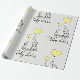 Papel De Regalo Mami elefante y amarillo gris Baby Shower