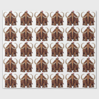 Papel De Regalo Mamut Lanudo Envuelto en Luces de Navidad  