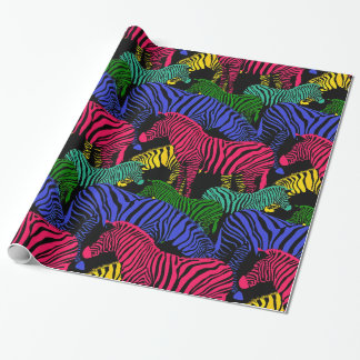 Papel De Regalo Manada de la cebra coloreada fantasía