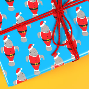 Papel De Regalo Manatee Santa Outfit Animal Novedad Navidades