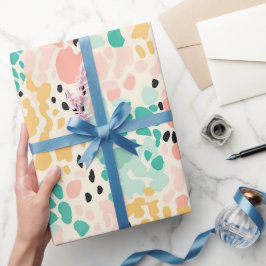 Papel De Regalo Mancha de leopardo pastel verde coral