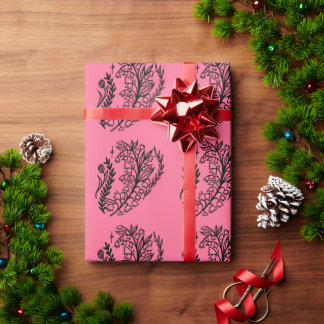 Papel De Regalo Mancha de pintura boho abstracta con flores silves