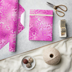 Papel De Regalo Manchas de leopardo glitter rosa magenta con brill