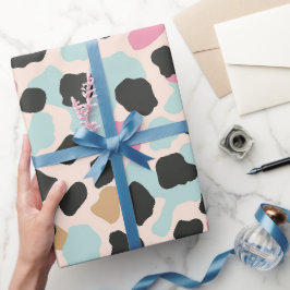 Papel De Regalo Manchas de leopardo pastel azul rosado