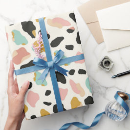 Papel De Regalo Manchas de leopardo pastel oro azul