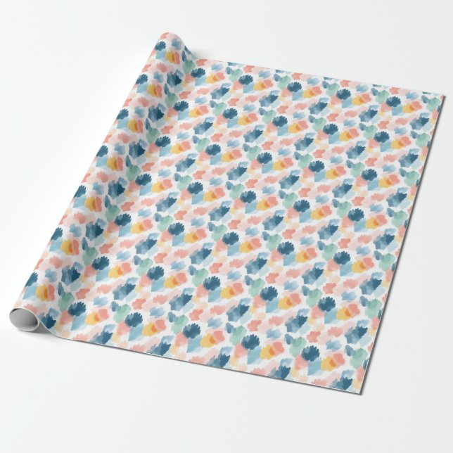 Papel De Regalo Manchas de pintura abstracta boho arcoíris (Desenrollado)