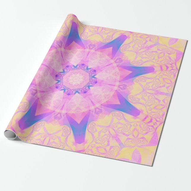 Papel De Regalo Mandala abstracta retro digital. Flor brillante. B (Desenrollado)