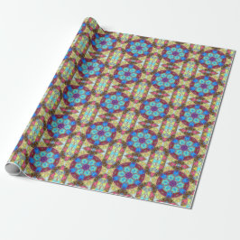 Papel De Regalo Mandala azul rosa y amarillo