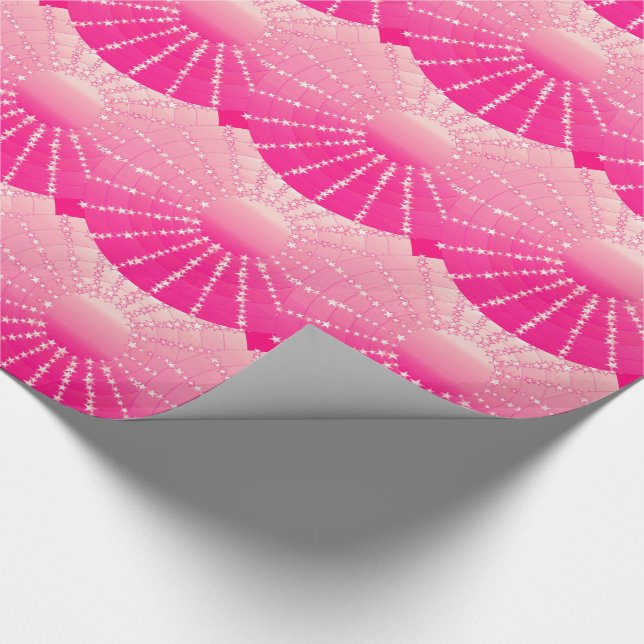 Papel De Regalo Mandala con estrellas - gradiente de satín rosa y  (Esquina)