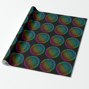 Papel De Regalo Mandalá de Arcoíris Negro