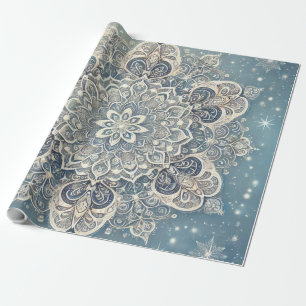 Papel De Regalo Mandala de copo de nieve en hues escarpados 3
