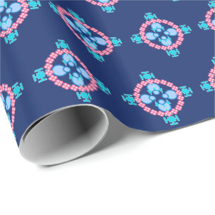 Papel De Regalo Mandala de cuatro puntos, azul índigo, turquesa y