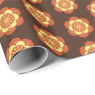 Papel De Regalo Mandalá de Flor de Loto, Marrón, Herrumbre y Amari