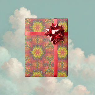 Papel De Regalo Mandala digital Amarillo rojo y negro