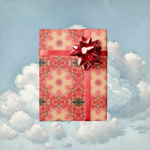 Papel De Regalo Mandala digital amarillo, rosa y rojo