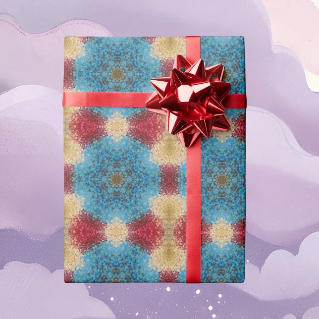 Papel De Regalo Mandala digital azul rojo y amarillo (Subido por el creador)