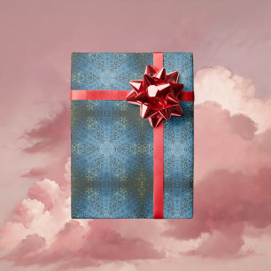 Papel De Regalo Mandala digital azul y amarillo