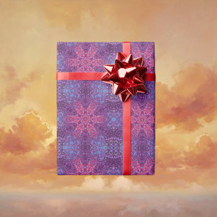 Papel De Regalo Mandala digital Púrpura rosa y azul