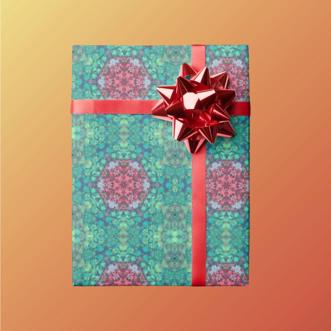 Papel De Regalo Mandala digital verde rojo y azul (Subido por el creador)