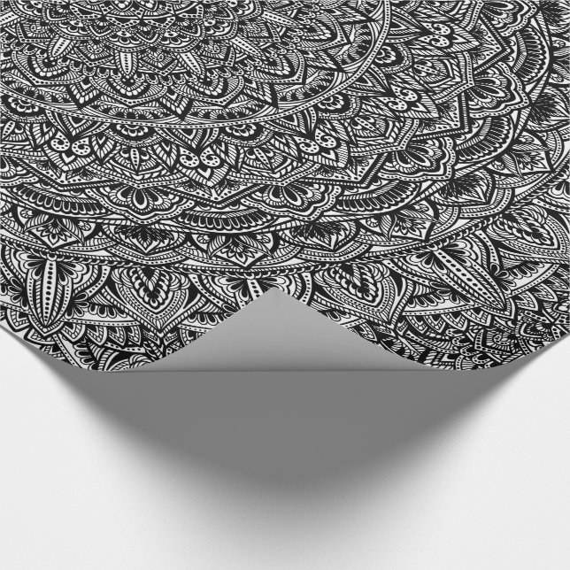 Papel De Regalo Mandala en blanco y negro zen (Esquina)