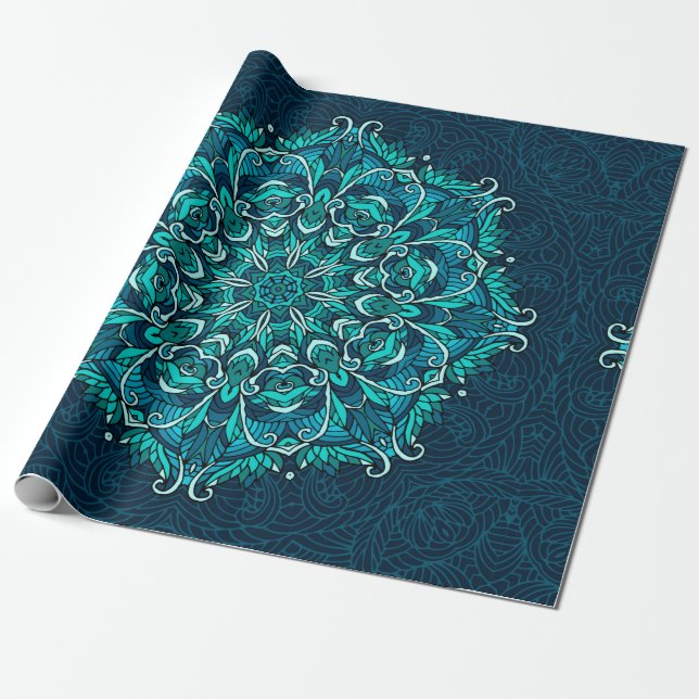 Papel De Regalo Mandala étnica azul. Copia de Raster (Desenrollado)