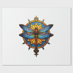 Papel De Regalo Mandalá Libélula Luminosa Geometría Sagrada Espiri