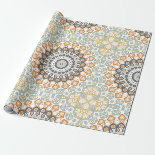 Papel De Regalo Mandalá moderno en naranja y azul