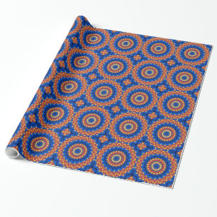 Papel De Regalo Mandalá naranja azul