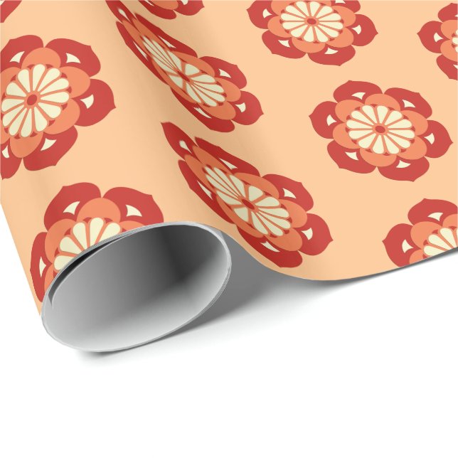 Papel De Regalo Mandala, Naranja Pastel y mandarín (Esquina del rollo)