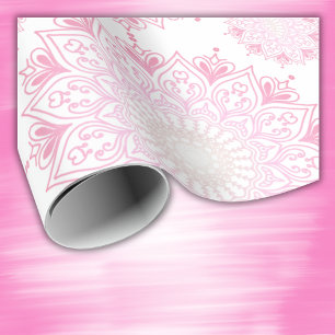 Papel De Regalo Mandala rosa bonito en blanco