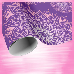 Papel De Regalo Mandala rosa bonito en morado  