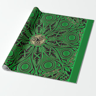Papel De Regalo mandala verde irlandesa de Triskele del Celtic