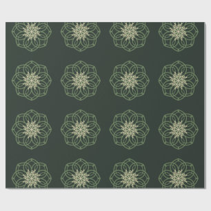 Papel de regalo Mandala verde oscuro y dorado, ele