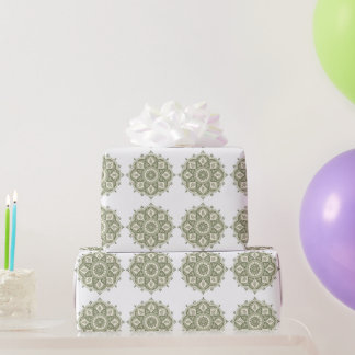 Papel De Regalo Mandalas Boho Verde Salvia