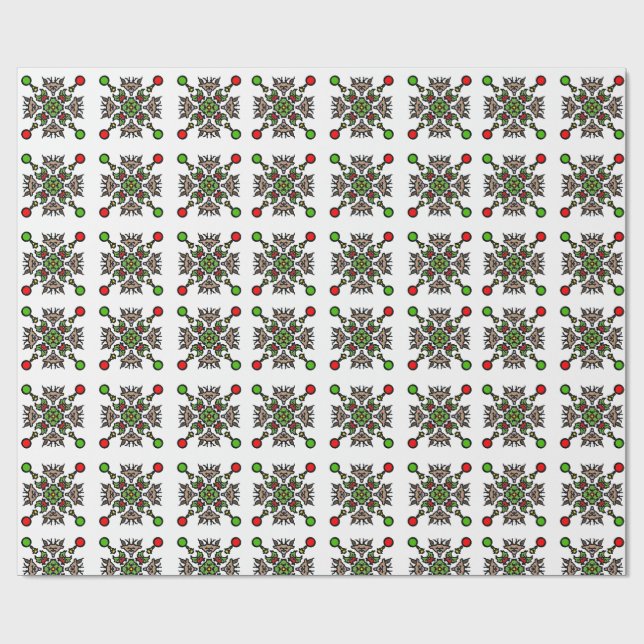 Papel De Regalo Mandalas de copo de nieve de Navidad (Superficie plana)