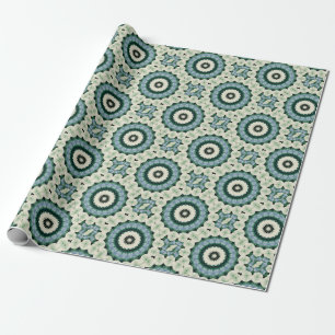 Papel De Regalo Mandalas de Flor Blanca y Azul Cerúleo