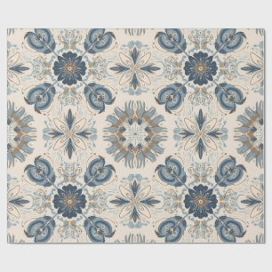 Papel De Regalo Mandalas Florales Boho Índigo