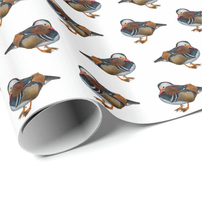 Papel de regalo Mandarin Frenzy (Blanco) (Esquina del rollo)